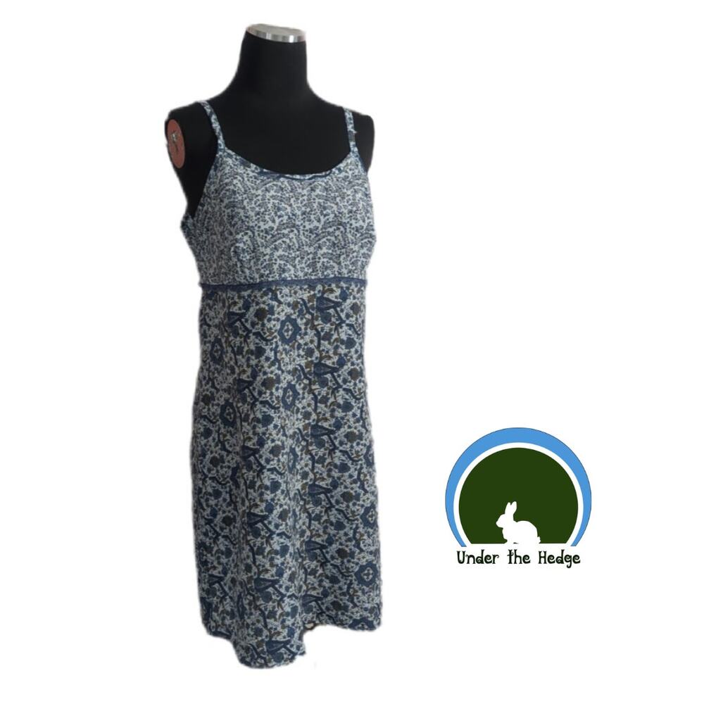 Vtg 90s California Concepts Blue Floral Dress Jrs 9 Women's Medium Cottage